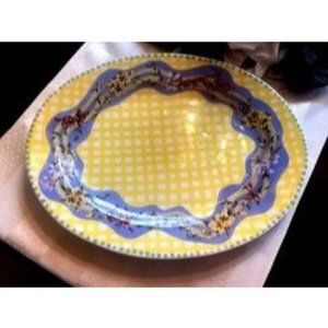 Tracy Porter Platter Buttercup Home Collection Yellow Plaid Checks Flowers
